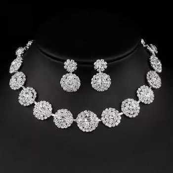 Women S Jewelry Set Shiny Necklace Earrings Set Bride Wedding Party Light Luxury Accessories
