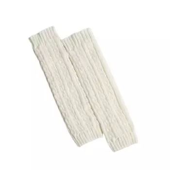 Women s Knee Length Knitted Leg Warmers Winter Thermal Acrylic Leg Cover белый