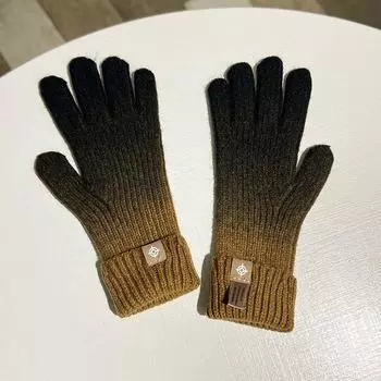 Women s Korean-Style Tapered Knitted Mittens Black All yards