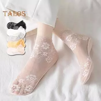 Women s Lace Socks Mesh Sheer Flower Lace Ankle Socks Summer Ultra Thin Fishnet Frilly Sock for Teens Girls серый