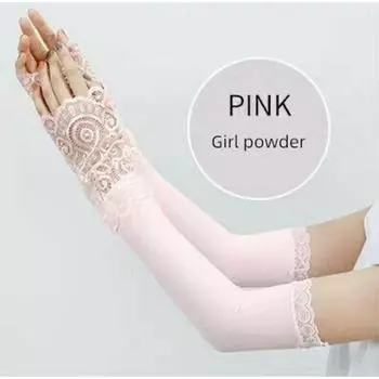Women s Lace Thin Summer Sunshade Arm Sleeve Ice Sleeve Lace edge powder