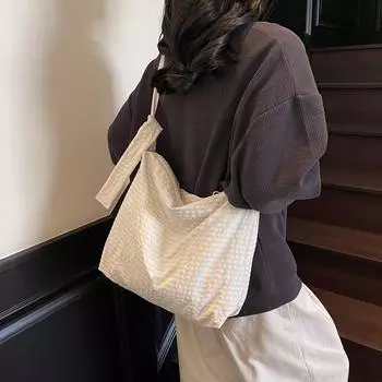 Women s Large Capacity Check Shoulder Bag Commuter Tote Bag Crossbody Bag хаки