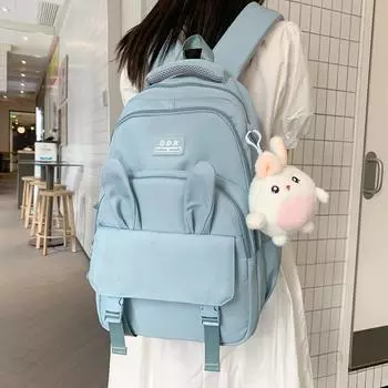 Women s Large Capacity Schoolbag Solid Color Five or Six Grade Student Backpack фиолетовый