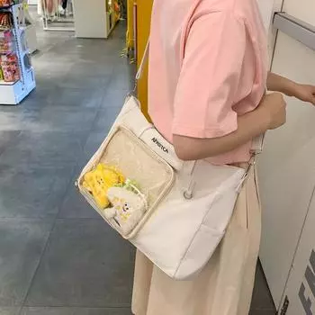 Женская сумка через плечо большой вместимости, повседневная большая сумка, школьная сумка белый