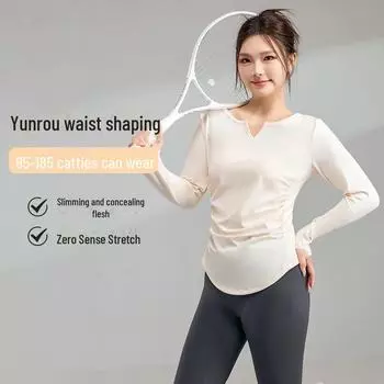 Women s Large Spring & Summer Slimming Yoga Long Sleeve Tops - Nude Waist, Quick-Dry Fitness Apparel 3XL (156-170jin)