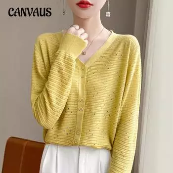 Женский свитер Lazy Sequins Hollow V-образным вырезом, свободный тонкий темпераментный топ, вязаный кардиган M розовый