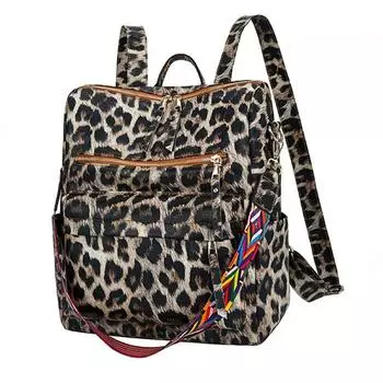 Women s Leather Backpack Large Capacity Leopard Casual Travel Backpacks Shoulder School Bags A