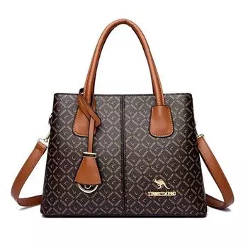 Women s Leather Bag Middle-Aged Leisure Handbags Sunflower Brown [Counter genuine goods]]