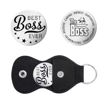 Women s Leather Pocket Hug Keychain with Stainless Steel Coin & Heartfelt Engraving