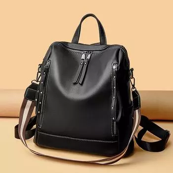 Женский кожаный школьный рюкзак, кожаная сумка через плечо для подростков и путешествий, мода