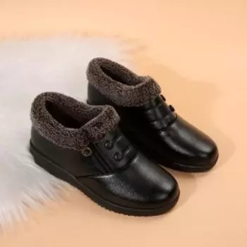 Women s Leather Winter Thickened Padded Waterproof Comfortable Warm Anti-cold Lightweight Hiking Waterproof Anti-slip Thick Sole Cushioning Snow Boots 36