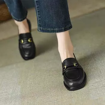 Женские мокасины в британском стиле, весенние туфли, женские ретро-лоферы с круглым носком, женские 40 чёрный
