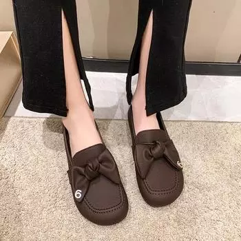 Women s Loafers Luxury Artificial Leather Casual Social For Women Trends 2024 Comfortable Moccasins Flats Outdoor Fashion Shoes 35 чёрный