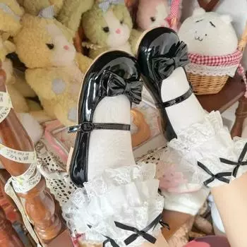 Women s Lolita Shoes Women Flats Low Round with Cross Straps Bow Cute Girls Princess Tea Party Shoes Students Lovely Shoes 35 белый