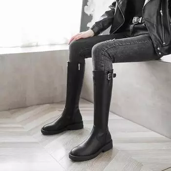 Women s Long Boots Autumn Middle Heel Winter 2024 Ladies Knee High Shaft Shoes Novelty Gyaru Waterproof Cosplay Trend Hot Y2k Pu 35