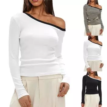 Women s Long Sleeve Casual Tops M чёрный