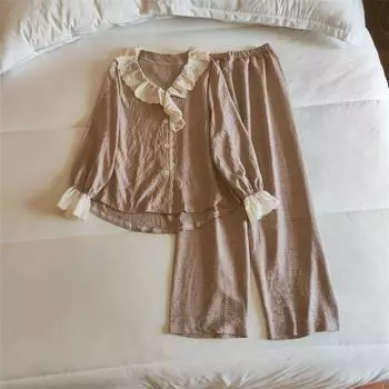 Women s Long-sleeved Trousers Soft Pajamas, Solid Color Pajamas, Women s Bedroom Home Clothes, Women s Thin Pajamas M