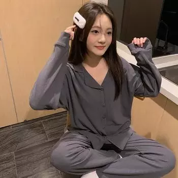 Женские утепленные пижамы с длинными рукавами и брюками, однотонные пижамы, женская домашняя одежда для спальни, женские пижамы M