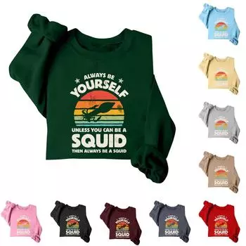 Women s Loose Casual Printed Round Neck Long Sleeved Sweatshirt, Fashionable Long Sleeved Top XXXL чёрный