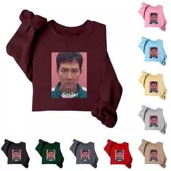 Women s Loose Casual Printed Round Neck Long Sleeved Sweatshirt, Fashionable Long Sleeved Top XXXL бежевый