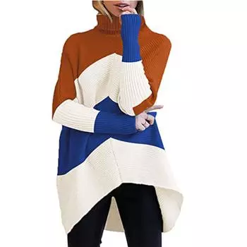 Women s Loose Knitted Star Shape Print Long Sleeve Sweater Blouse XL