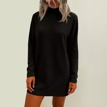 Women s Loose Mid Length Long Sleeved Home Skirt M чёрный