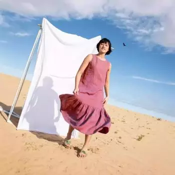 Женские свободные однотонные повседневные платья из мягкого хлопкового льна с карманами и круглым вырезом без рукавов S светло-фиолетовый