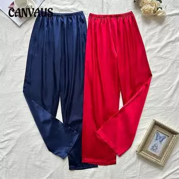 Women s Loose Thin Home Straight Tube Simple Can Wear Comfortable Casual Home Pajama Pants S темно-синий/хаки