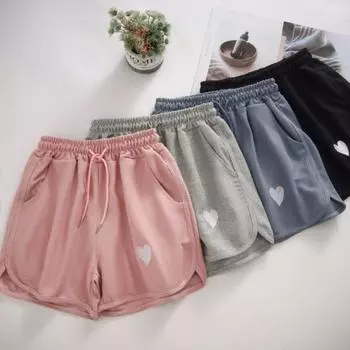 Women s Love Design Casual Shorts Summer New Sweet Casual Sports Shorts S розовый