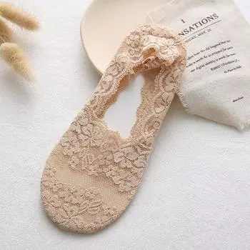Women s Low Cut Lace Boat Socks - Breathable, Non-Slip, Invisible Cotton Bare Socks