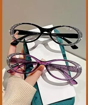 Women S Luxury Diamond Reading Glasses Trendy New Far Sight Eyeglasses For Men Ladies Blue Light Blocking Eyewear 0+1.0+4.0 +150 чёрный