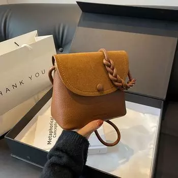 Women s Maillard Retro Frosted One Shoulder Small Square Bag Brown