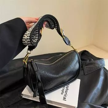 Women s Maillard Retro Shoulder Tote Bag Black (double shoulder straps)