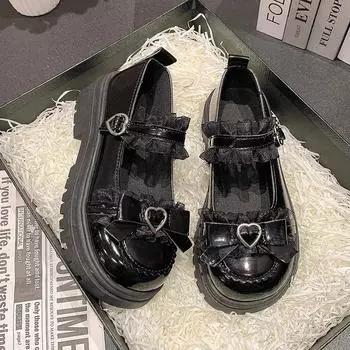 Женские туфли Мэри Джейн 2024 года, новые модные туфли-лодочки с пряжкой, весна-осень, круглый носок, однотонные туфли с бабочкой и узлом на платформе, повседневная женская обувь 35 бежевый