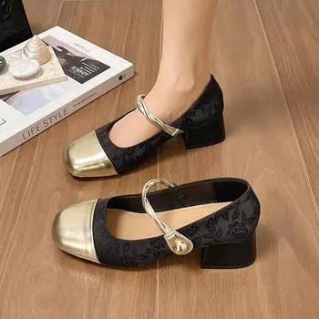 Женская обувь Мэри Джейн, новая однотонная нескользящая женская обувь высокого качества с квадратной головкой и квадратным каблуком, Zapatos Para Mujeres 35