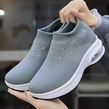 Women s mesh breathable socks air cushioning non-slip casual sports sneakers fashion 2024 new 35 серый