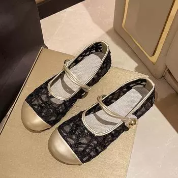 Women s mesh flat-bottomed sandals summer new bag head slippers women s outer bag head small single shoes 35