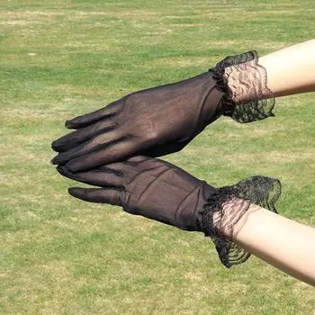 Women s Mesh Gloves Elegant Graceful Lolita Lace Black-Minimalist All yards
