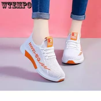 Женская сетчатая обувь, дышащая, универсальная, студенческая летняя одежда, сетчатые кроссовки, повседневная обувь, обувь для мам 40 белый