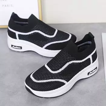 Women s mesh shoes casual women s shoes one-pedal socks shoes spring fly-woven mesh breathable mother shoes 36 розовый