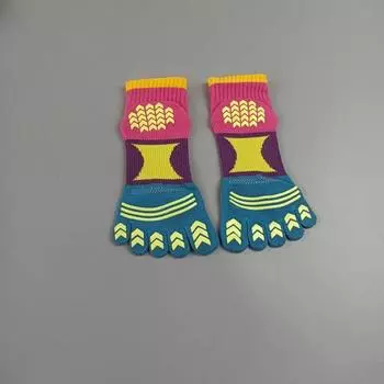 Women s Mid-Calf and Low Length Five Finger Yoga Socks Beginner Indoor Dance Sports Anti-Slip Pilates Color Matching Toe Socks Cotton 1