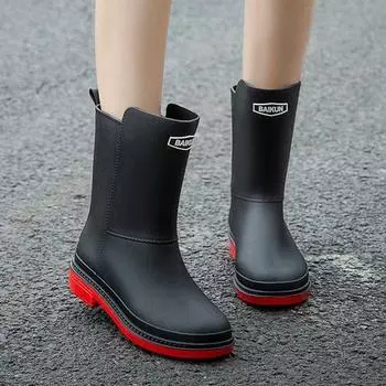Women s Mid-calf Rain Boots Rubber Shoes Winter Rain Boots Cotton-padded Warm-keeping Waterproof Women s Non-slip Shoes 35