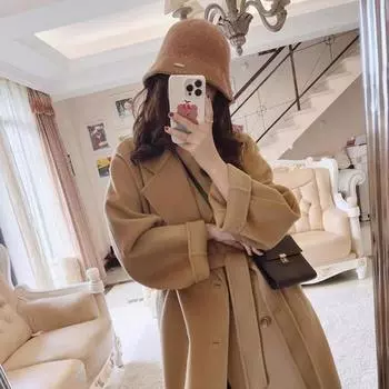 Женское двухстороннее шерстяное пальто средней длины S