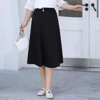 Women s Mid-length Skirt for Spring and Summer Which Covers The Legs and Makes One Look Slimming and Elegant XL чёрный