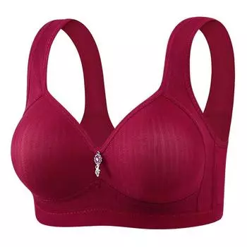 Women s middle-aged and elderly bra without steel ring bra large size smooth vest mother underwear 36/80B cup бордовый