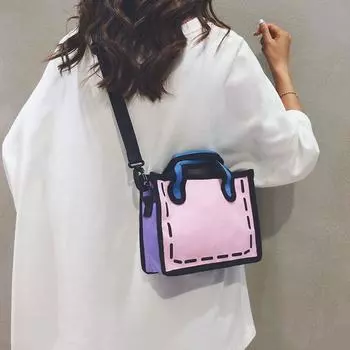 Women s Mini Cartoon Handbag Canvas Bag Pink
