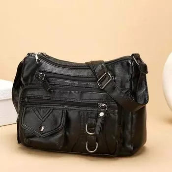 Женская сумка через плечо с несколькими отделениями, сумка для мам среднего и пожилого возраста, сумка через плечо, маленькая квадратная сумка чёрный