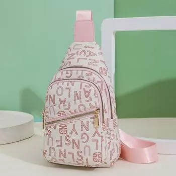 Женская многослойная нагрудная сумка большой вместимости с принтом букв, на плечо, кроссбоди кофейный