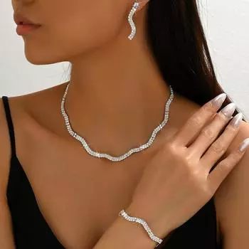 Women S Necklace, Handmade Earrings, Wedding Jewelry Three-Piece Set