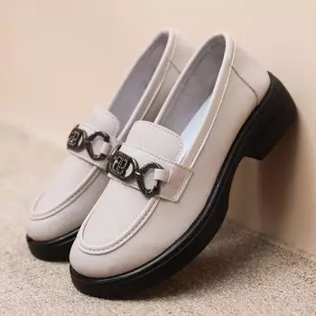 Women s new 2025 spring loafers casual shoes leather shoes ultra-light soft-soled women s shoes fashion single shoes polyurethane sole 36 белый
